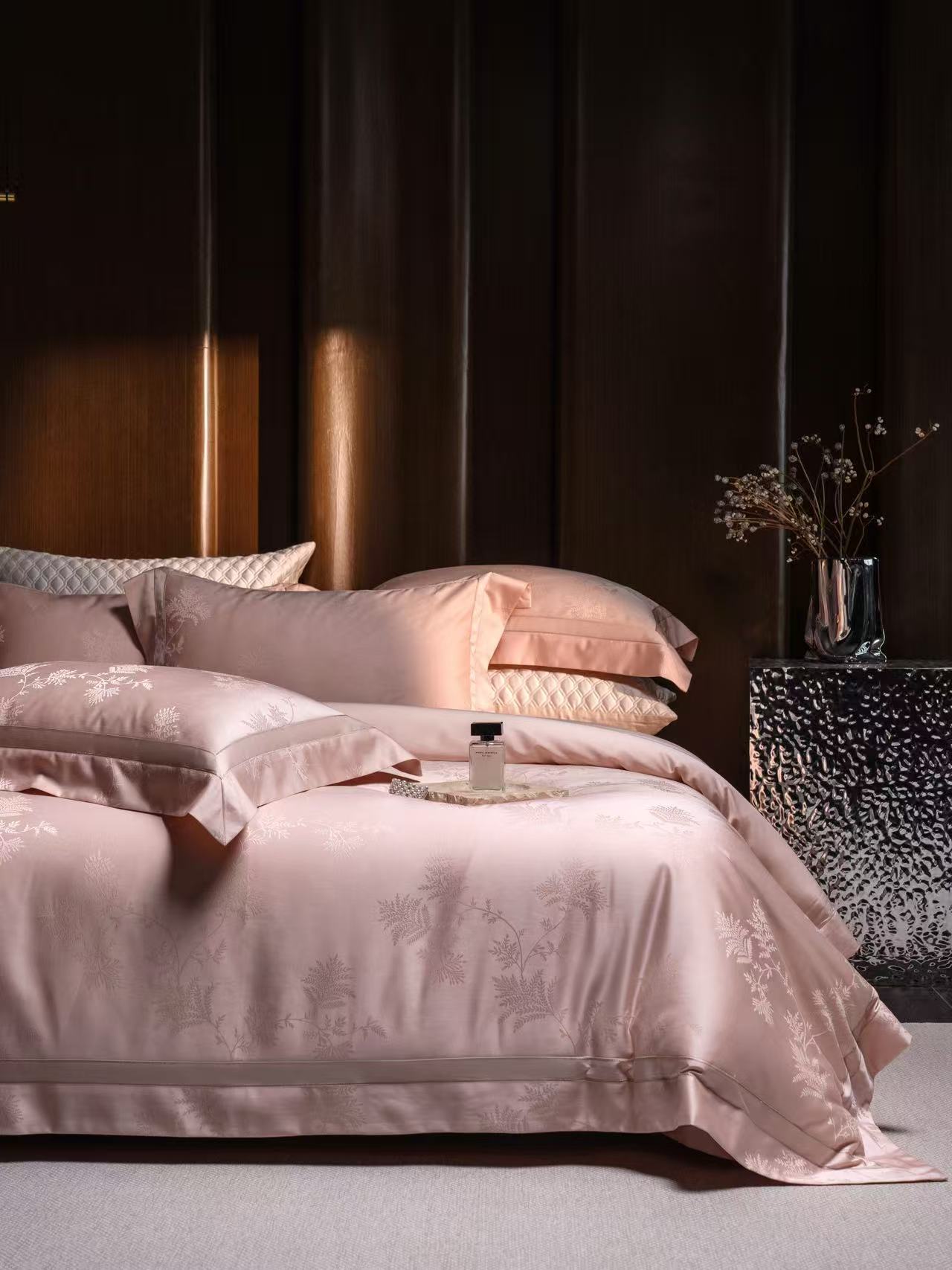 Luxury Pink Floral Jacquard Be - Home Textiles Bedding recension och pris