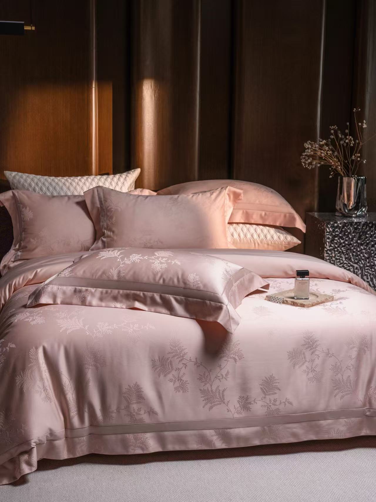 Luxury Pink Floral Jacquard Be - Home Textiles Bedding recension och pris