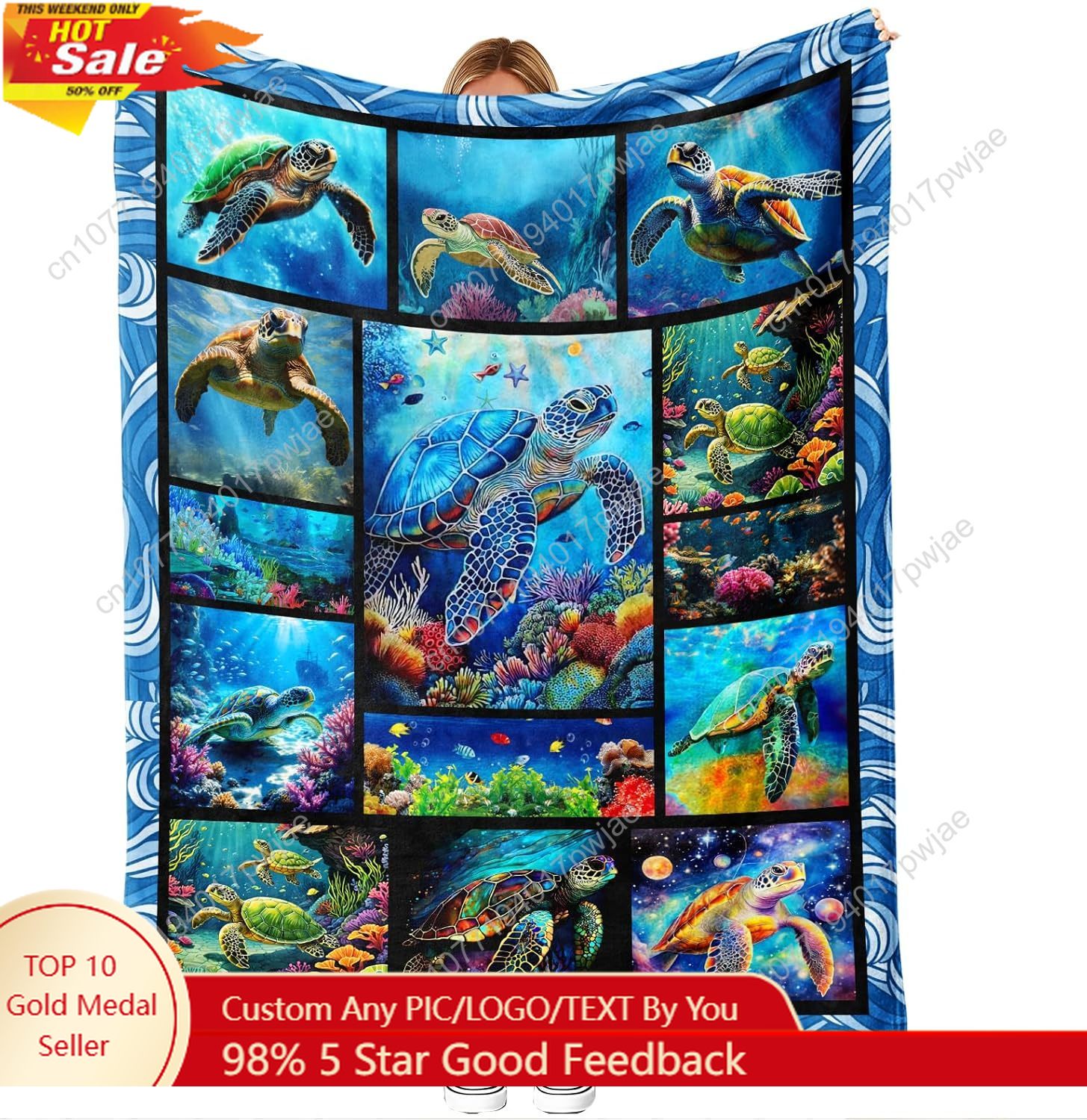 Sea Turtle Flannel Throw Blank - Home Textiles Usa recension och pris