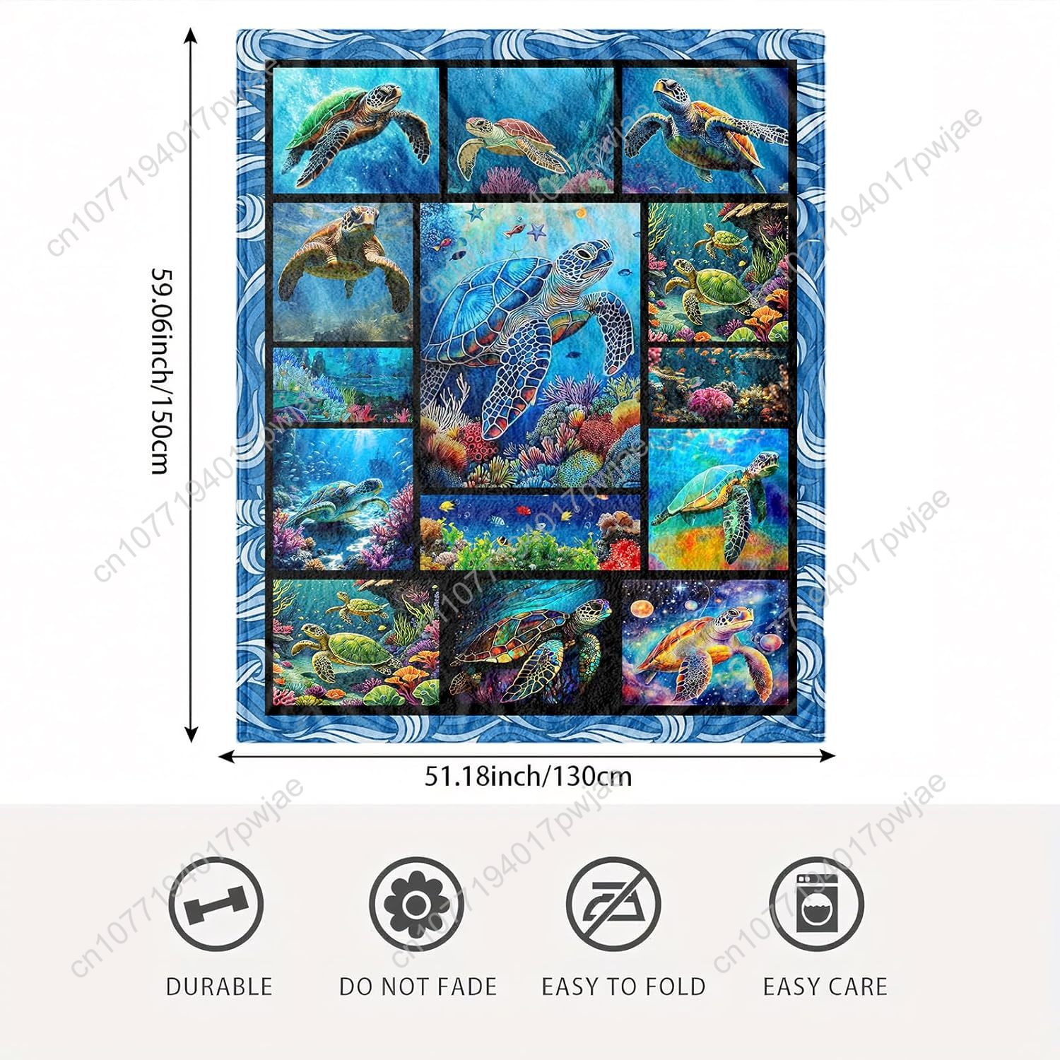Sea Turtle Flannel Throw Blank - Home Textiles Usa recension och pris