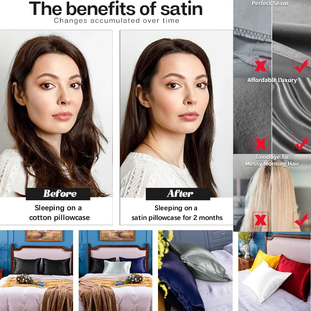 2 Pack Satin Pillowcase for Ha - Home Textiles Super Soft recension och pris