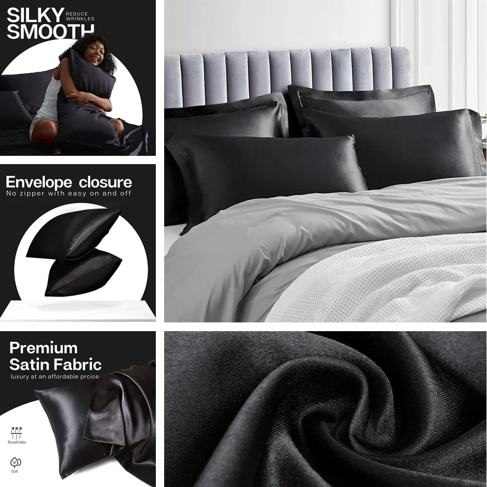 2 Pack Satin Pillowcase for Ha - Home Textiles Super Soft recension och pris