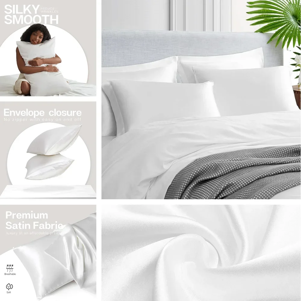 2 Pack Satin Pillowcase for Ha - Home Textiles Super Soft recension och pris