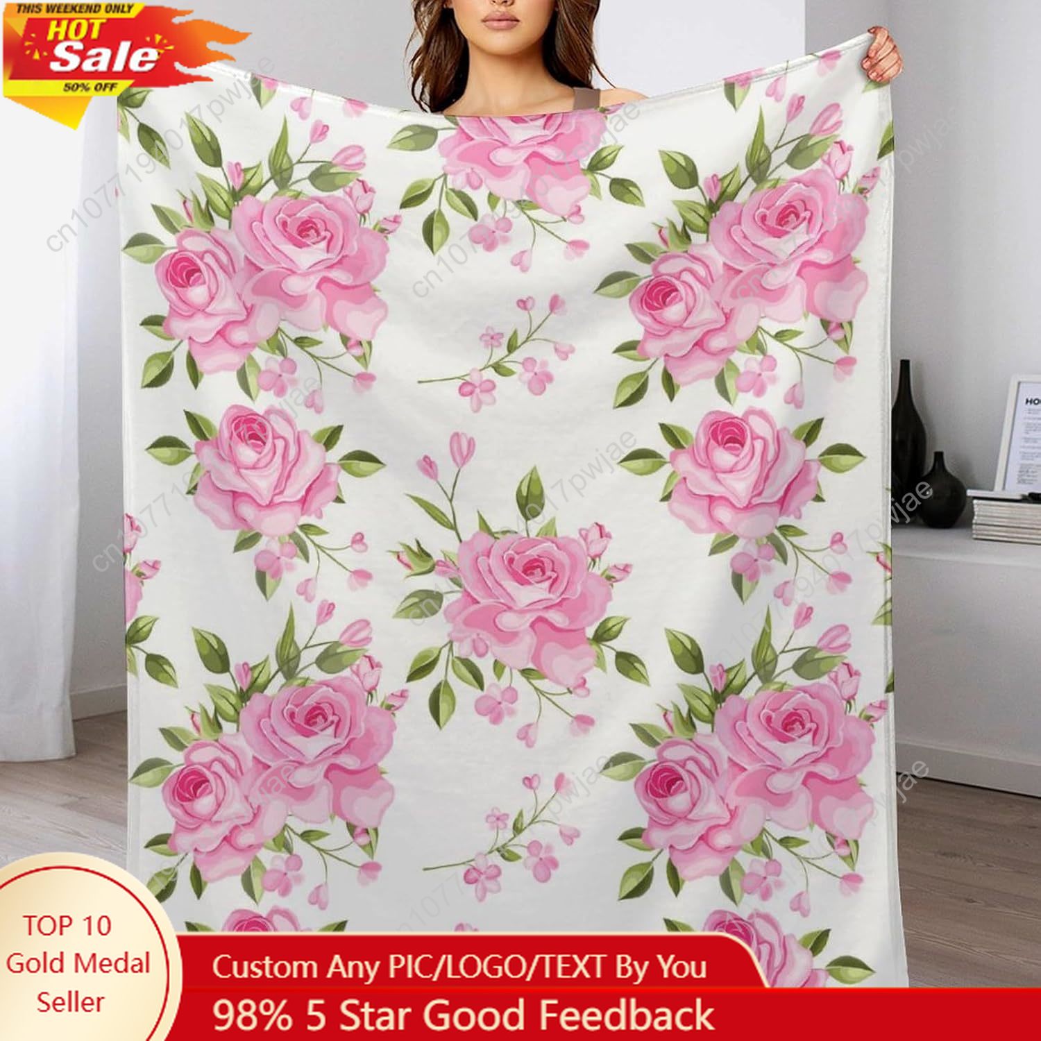 Pink Flower Throw Blanket Flor - Home Textiles Usa recension och pris