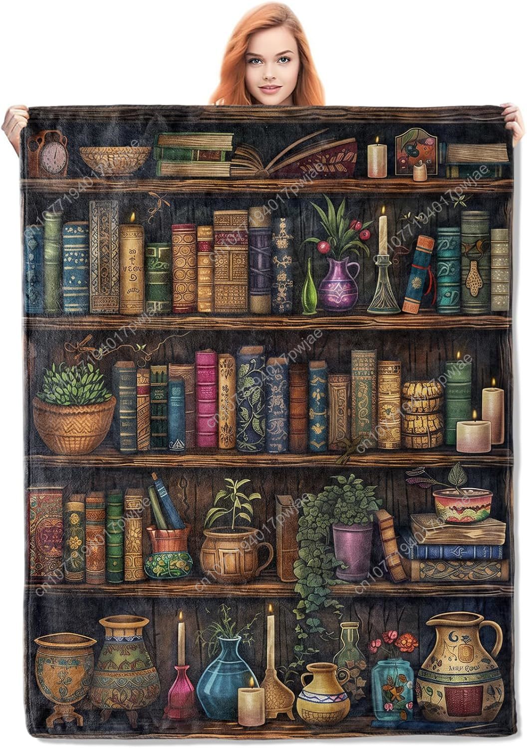 Vintage Bookshelf Blanket Read - Home Textiles Usa recension och pris