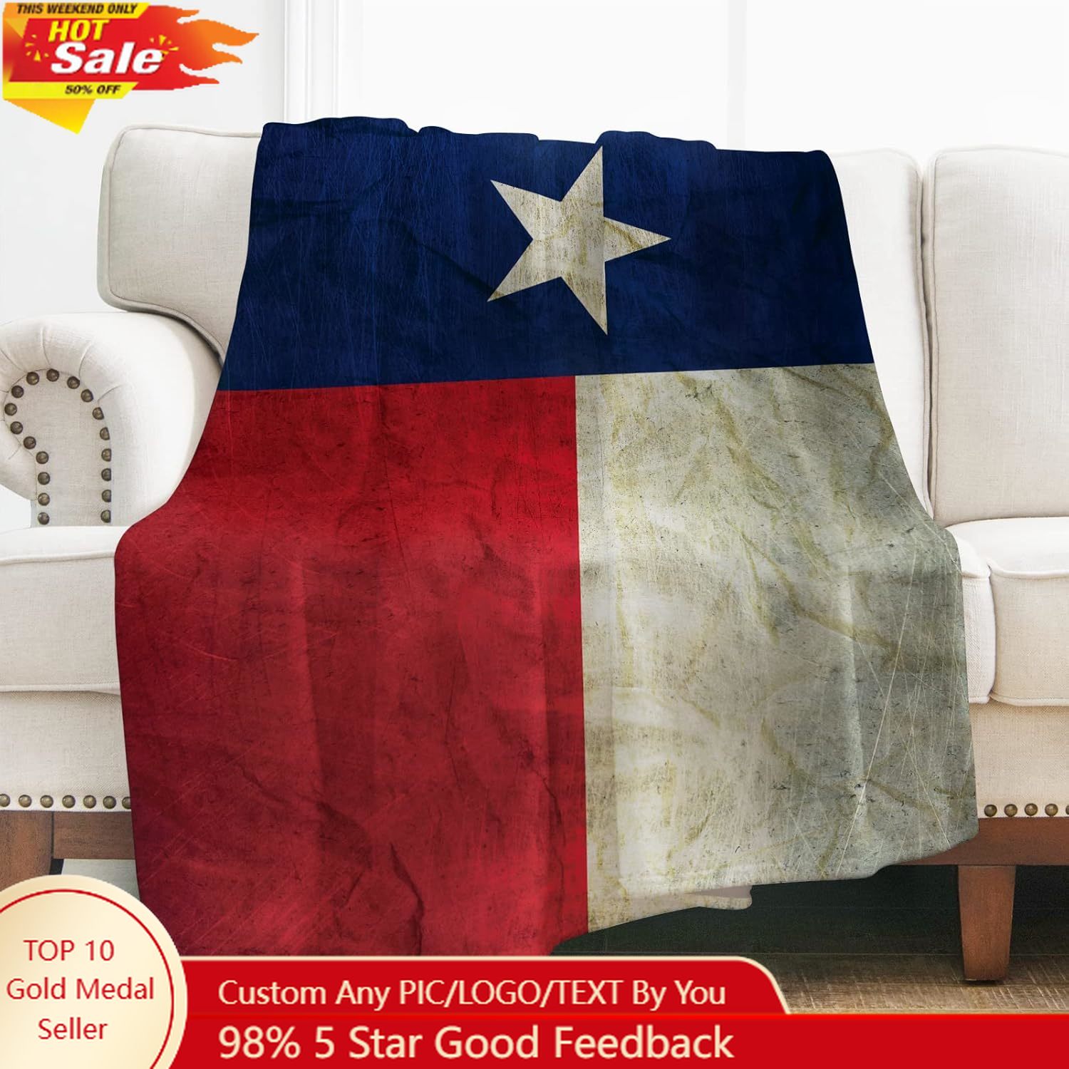 Levens Texas Flag Throw Blanke - Home Textiles Usa recension och pris