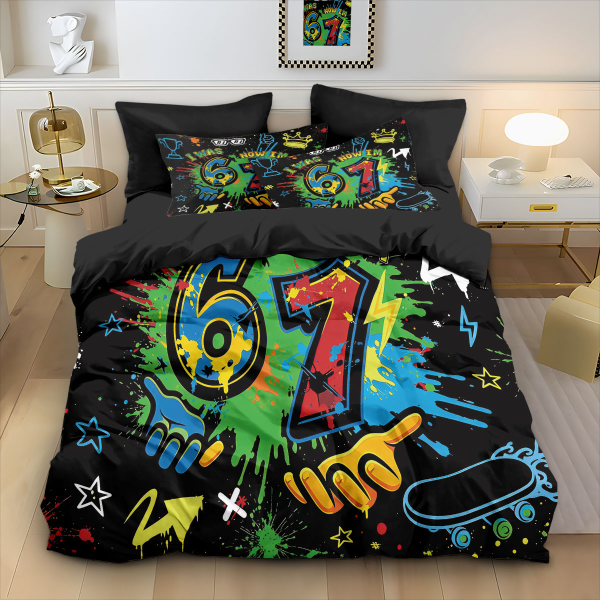 3pcs Graffiti Style Game Contr - Home Textiles Bedding recension och pris