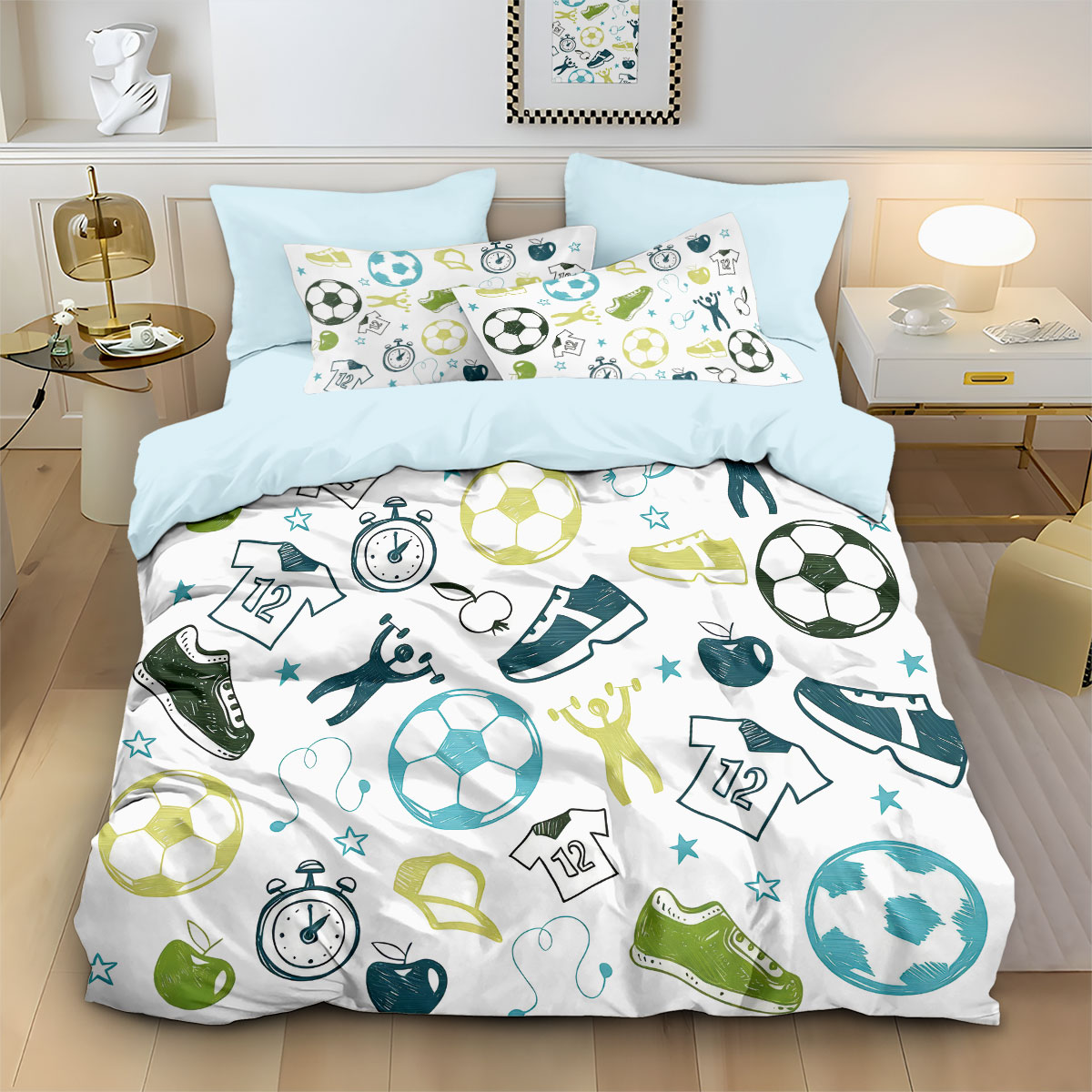 3pcs Football Graffiti Printed - Home Textiles Bedding recension och pris