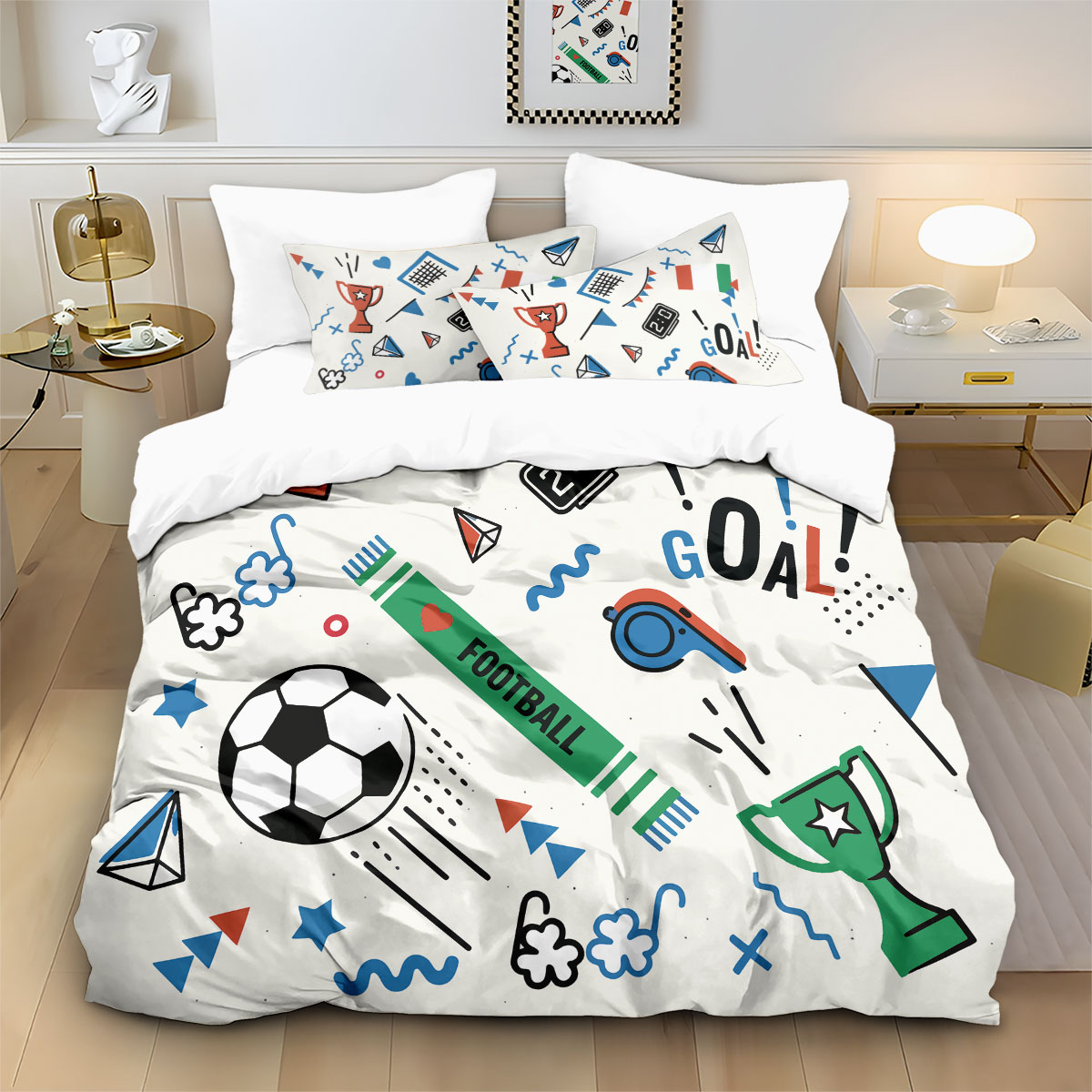 3pcs Football Graffiti Printed - Home Textiles Bedding recension och pris