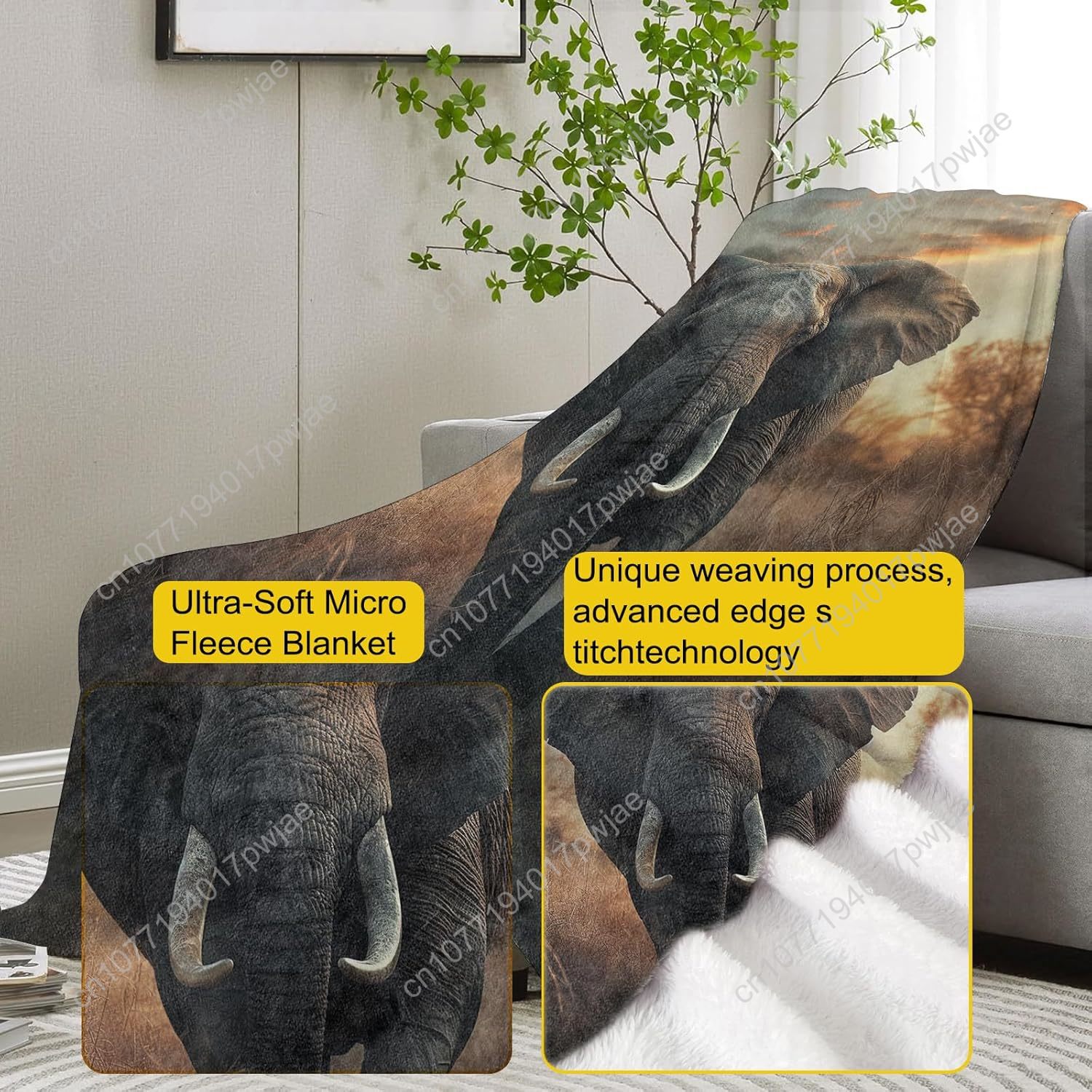 Elephant Fleece Blanket, Reali - Home Textiles Usa recension och pris