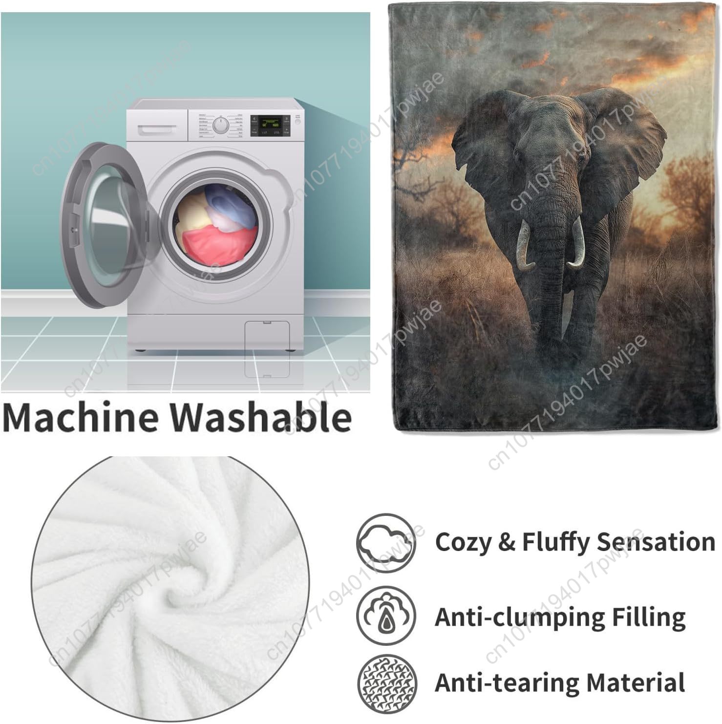 Elephant Fleece Blanket, Reali - Home Textiles Usa recension och pris
