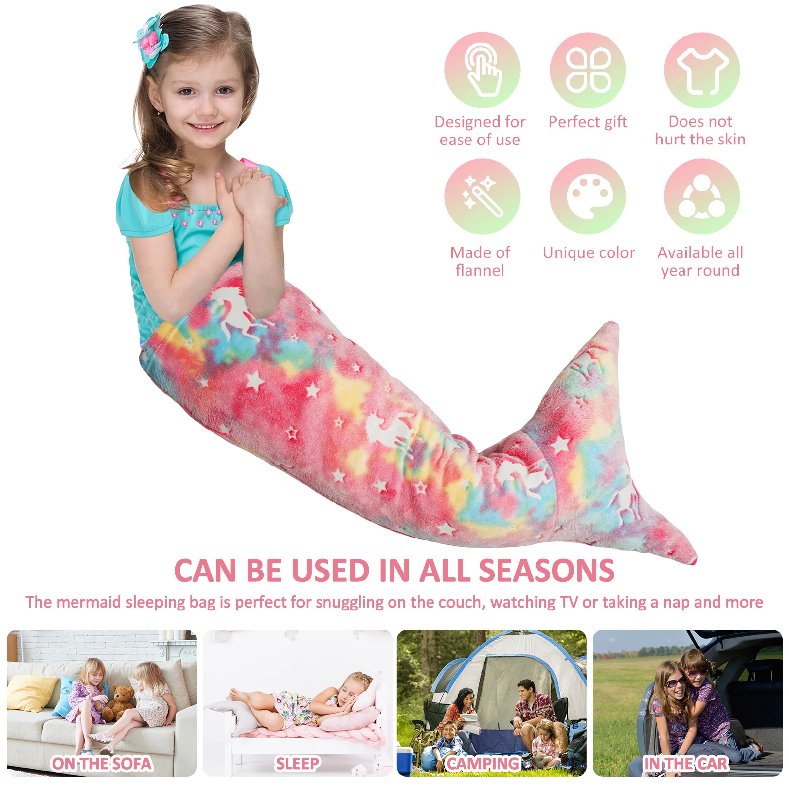 Flannel Mermaid Sleeping Bag S - Home Textiles Super Soft recension och pris