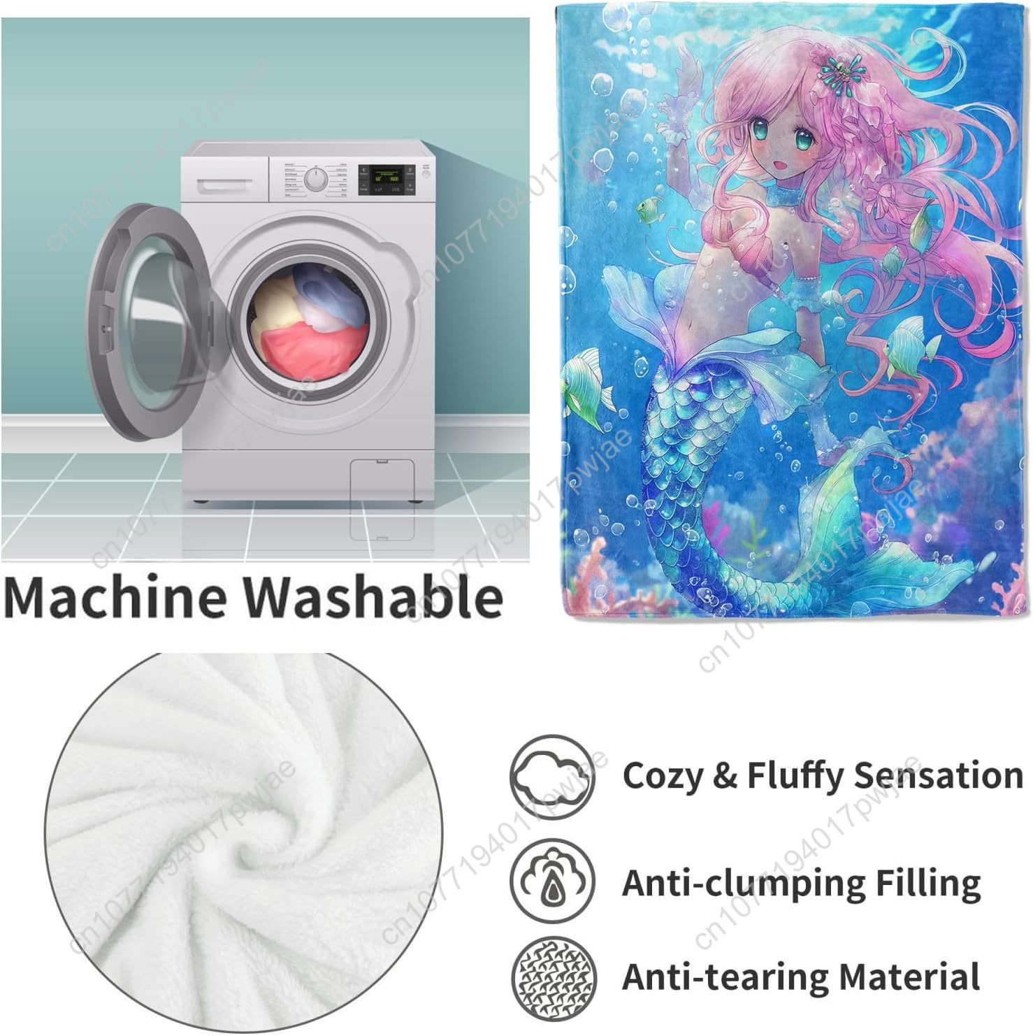 Cute Mermaid Blanket Cartoon F - Home Textiles Usa recension och pris