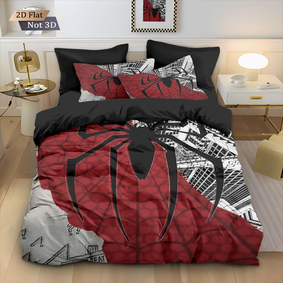 3pcs Black Spider Contrasting  - Home Textiles Bedding recension och pris