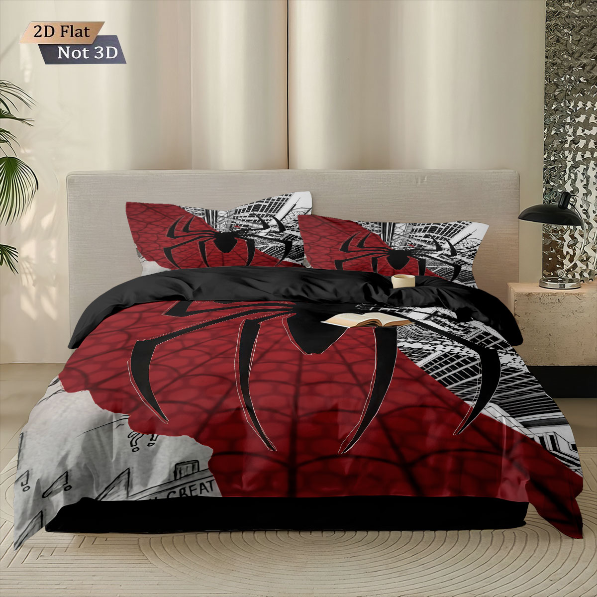 3pcs Black Spider Contrasting  - Home Textiles Bedding recension och pris