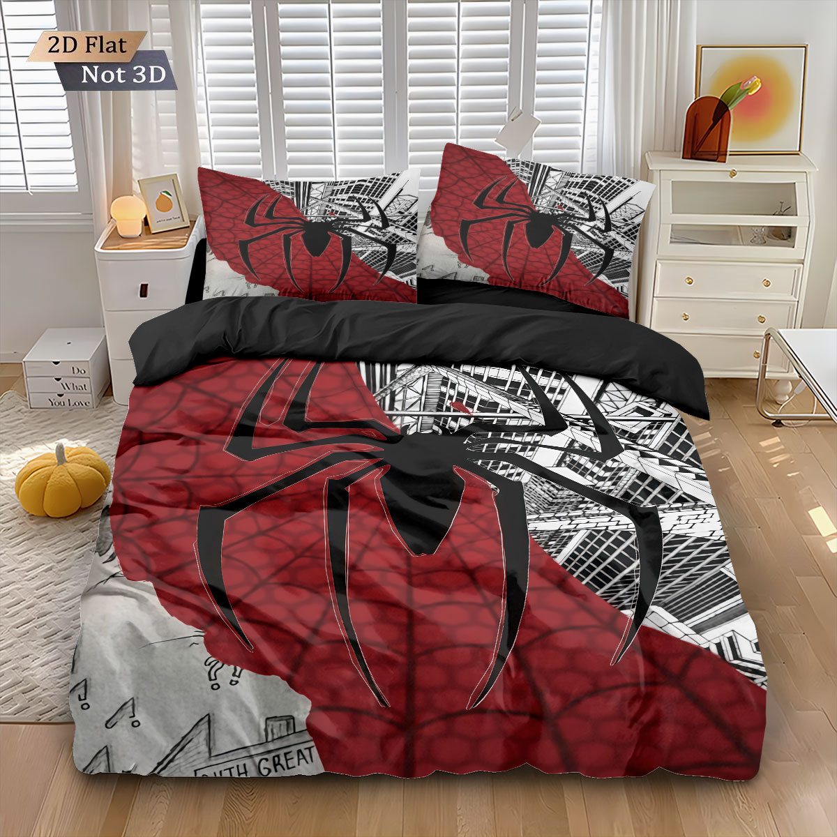 3pcs Black Spider Contrasting  - Home Textiles Bedding recension och pris