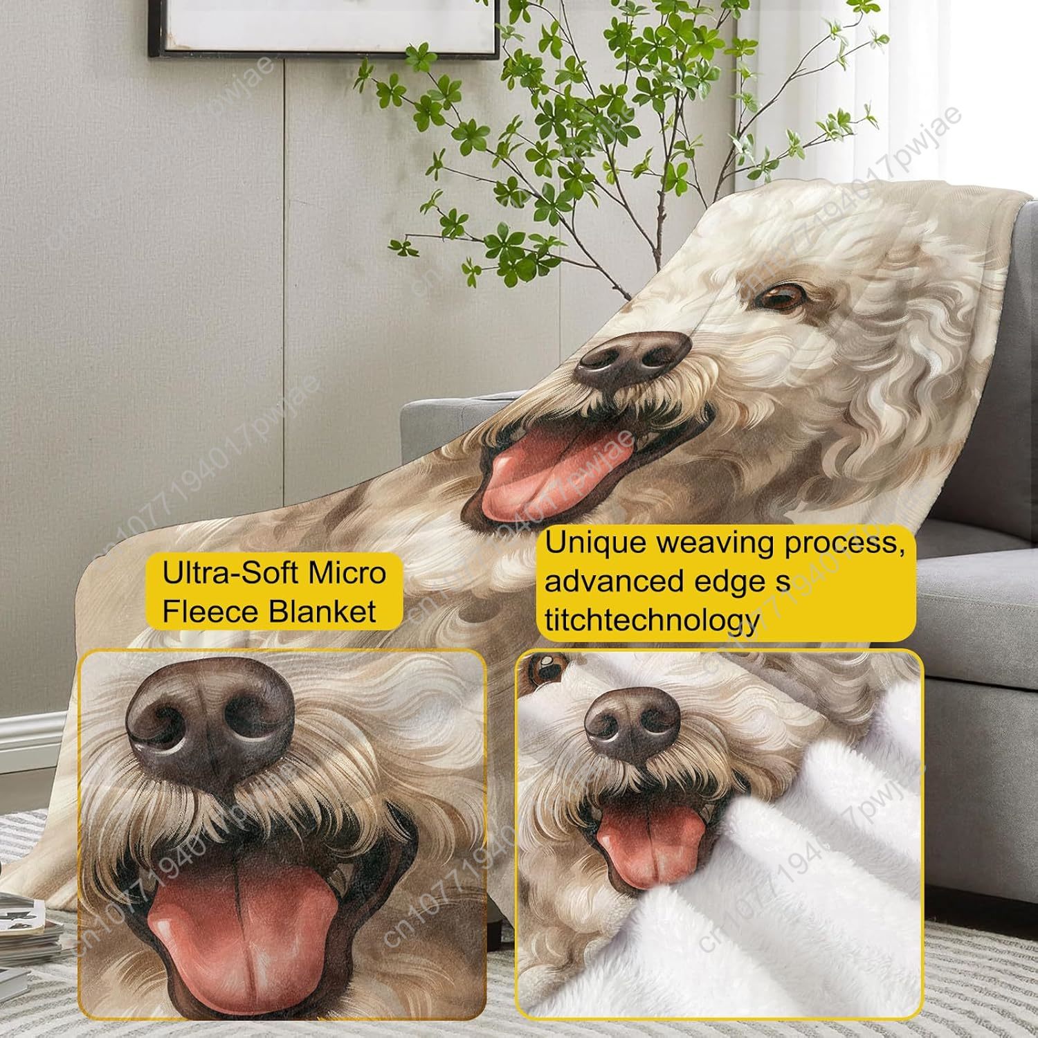 Joyful Poodle Portrait Blanket - Home Textiles Usa recension och pris