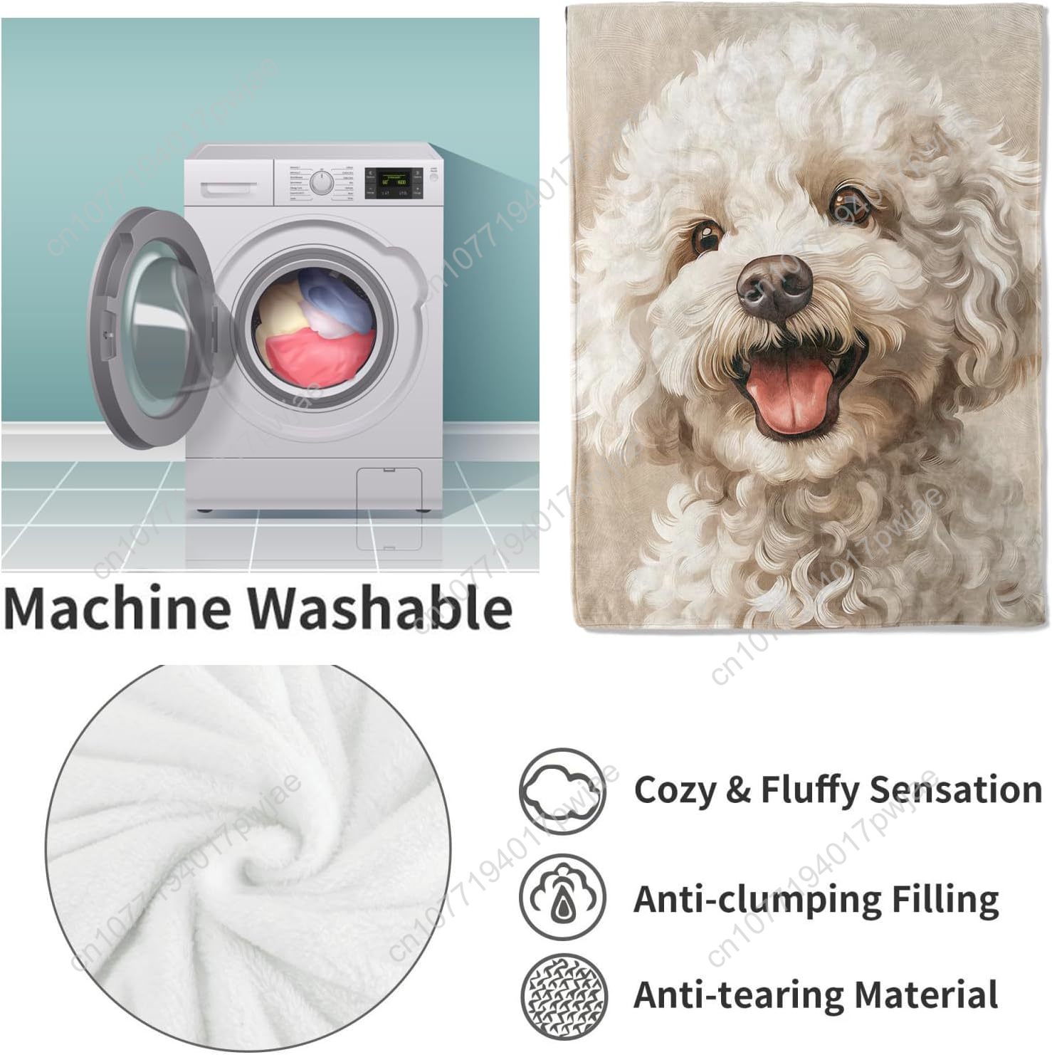 Joyful Poodle Portrait Blanket - Home Textiles Usa recension och pris
